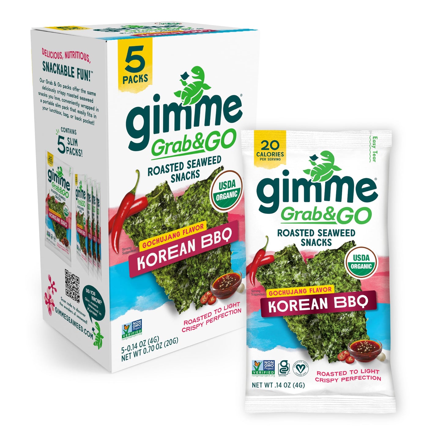 Gimme Organic Roasted Seaweed Snacks - Sea Salt & Avocado Oil (5-Pack)