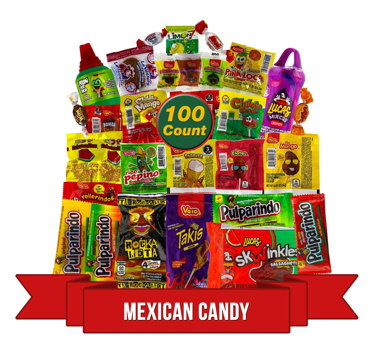 Mix Dulces Mexicanos surtidos candy, Such as Sweet, Sour and Chili with Tangy taste of our Variety Pack – Authentic Assortment Mexican candy (50 Count), by LookOn. - Collins Global Snack Store
