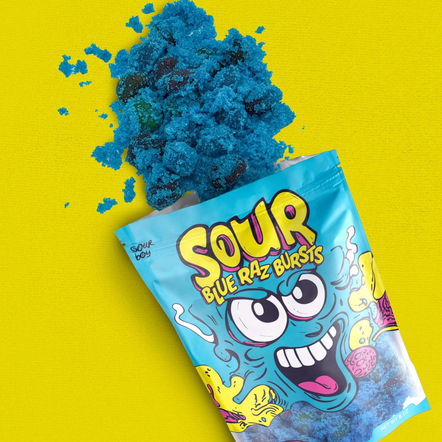 Sourboy Blue Raspberry Gushers – Sour Candy Coated, TikTok Viral Snack – Extreme Sour Blue Raz Flavor – 3.5 oz Resealable Bag – Sour Candy for Teens, Kids & Candy Lovers - Collins Global Snack Store