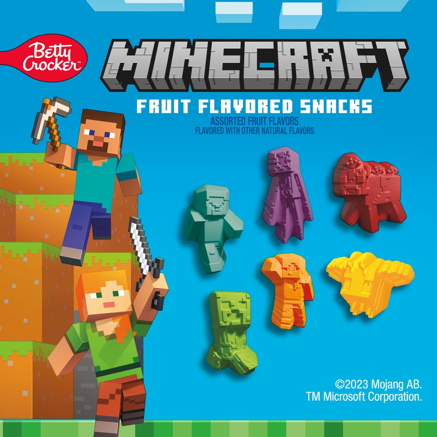 Betty Crocker Minecraft Fruit Flavored Kids Snacks, Fat Free and Gluten Free Snack, 8 oz (10 Pouches) - Collins Global Snack Store