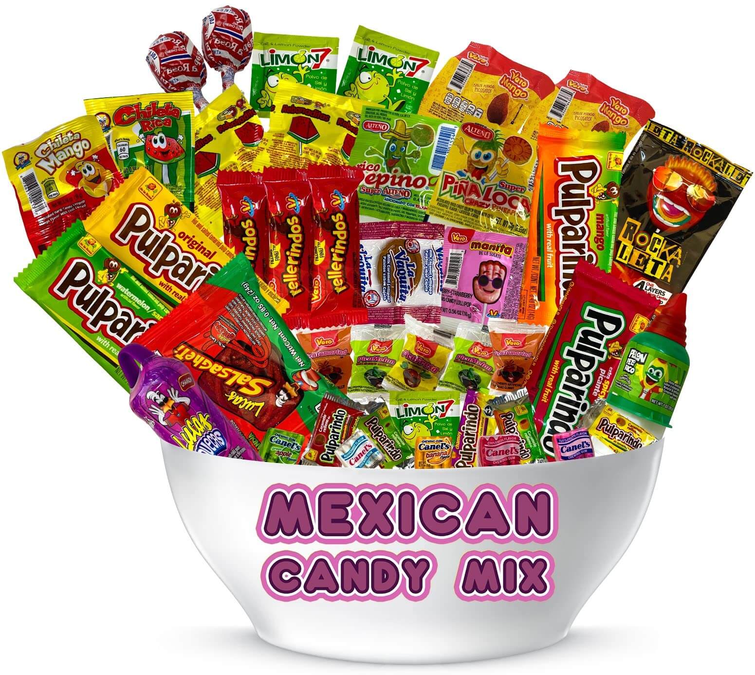 Mix Dulces Mexicanos surtidos candy, Such as Sweet, Sour and Chili with Tangy taste of our Variety Pack – Authentic Assortment Mexican candy (50 Count), by LookOn. - Collins Global Snack Store