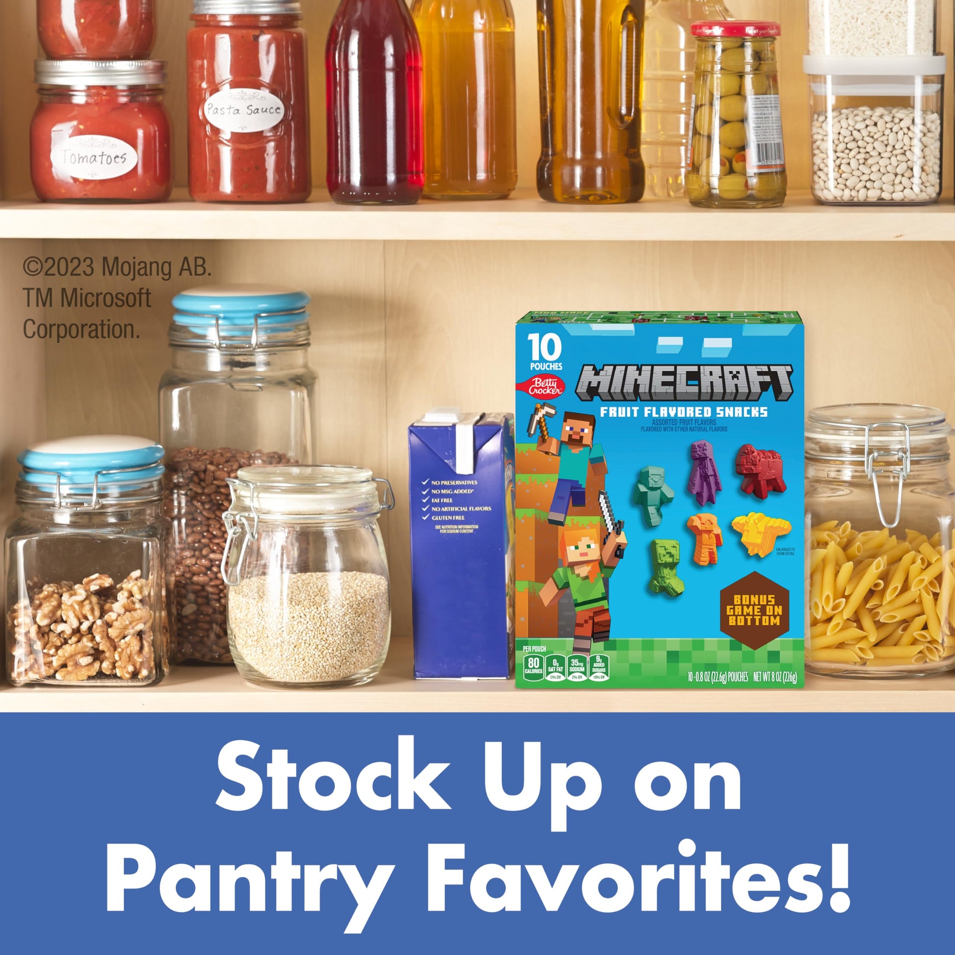 Betty Crocker Minecraft Fruit Flavored Kids Snacks, Fat Free and Gluten Free Snack, 8 oz (10 Pouches) - Collins Global Snack Store