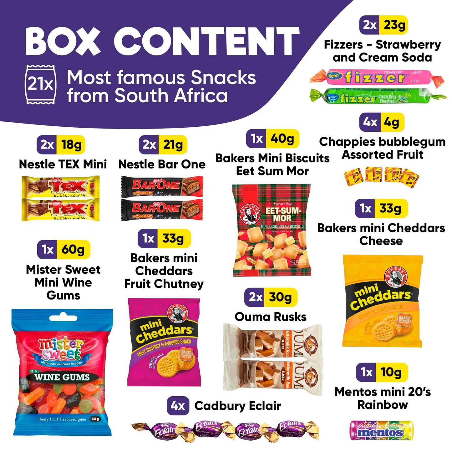 Treats from Home South African Snacks Food Box | Authentic African Candies, Chocolate Bars, & Treats | Perfect Christmas Gifts Includes Ouma Rusks, Smarties, & More | Best South African Products Care Package for Gifting & Sharing - 36 Units - Collins Global Snack Store