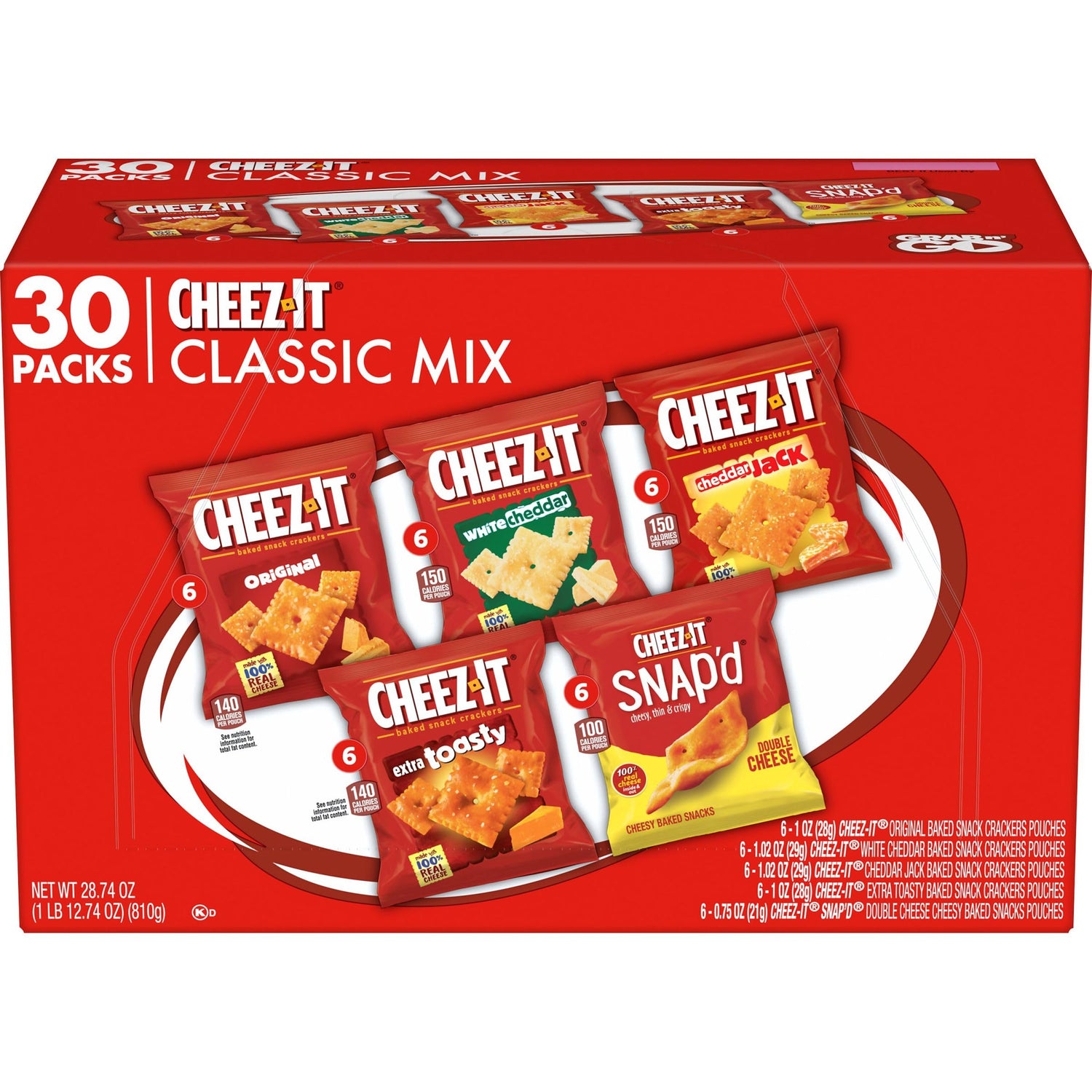 Cheez-It Cheese Crackers, Baked Snack Crackers, Lunch Snacks, Variety Pack, 12.1oz Box (12 Packs) - Collins Global Snack Store