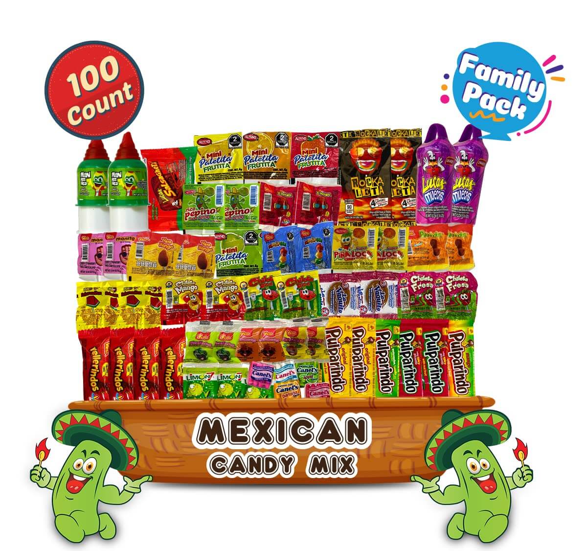 Mix Dulces Mexicanos surtidos candy, Such as Sweet, Sour and Chili with Tangy taste of our Variety Pack – Authentic Assortment Mexican candy (50 Count), by LookOn. - Collins Global Snack Store