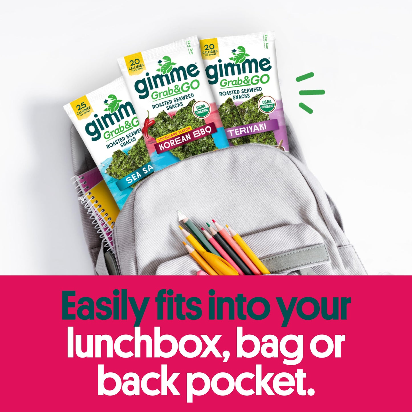 Gimme Organic Roasted Seaweed Snacks - Sea Salt & Avocado Oil (5-Pack)