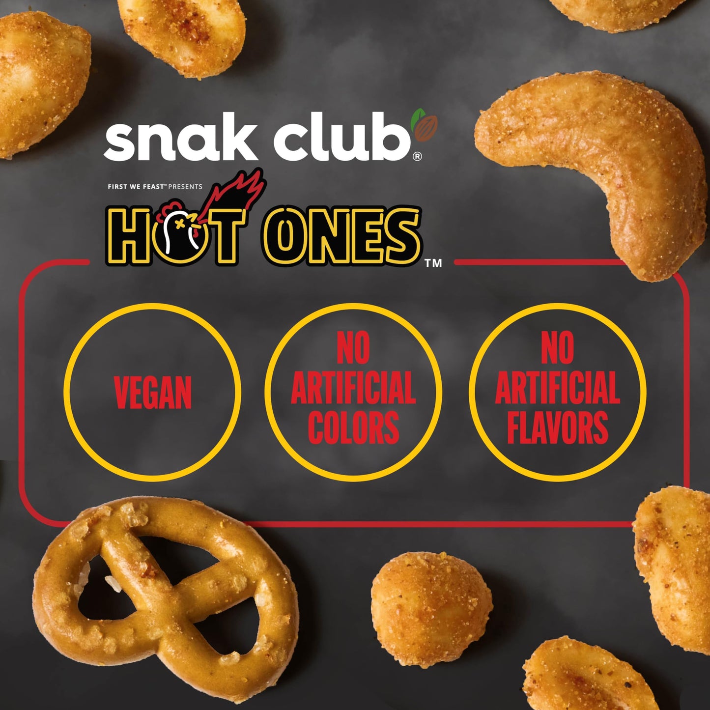Trending Snak Club x Hot Ones Hot Habanero Snack Mix, Spicy Snacks with Peanuts, Pretzels, Sesame Sticks, Toasted Corn & Cashews, Inspired by Hot Ones Hot Sauce, 10 oz Bag