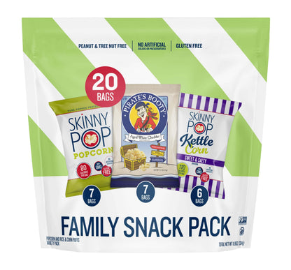 SkinnyPop Family Favorite Variety Pack - Family Snack Pack with assorted popcorn flavors.