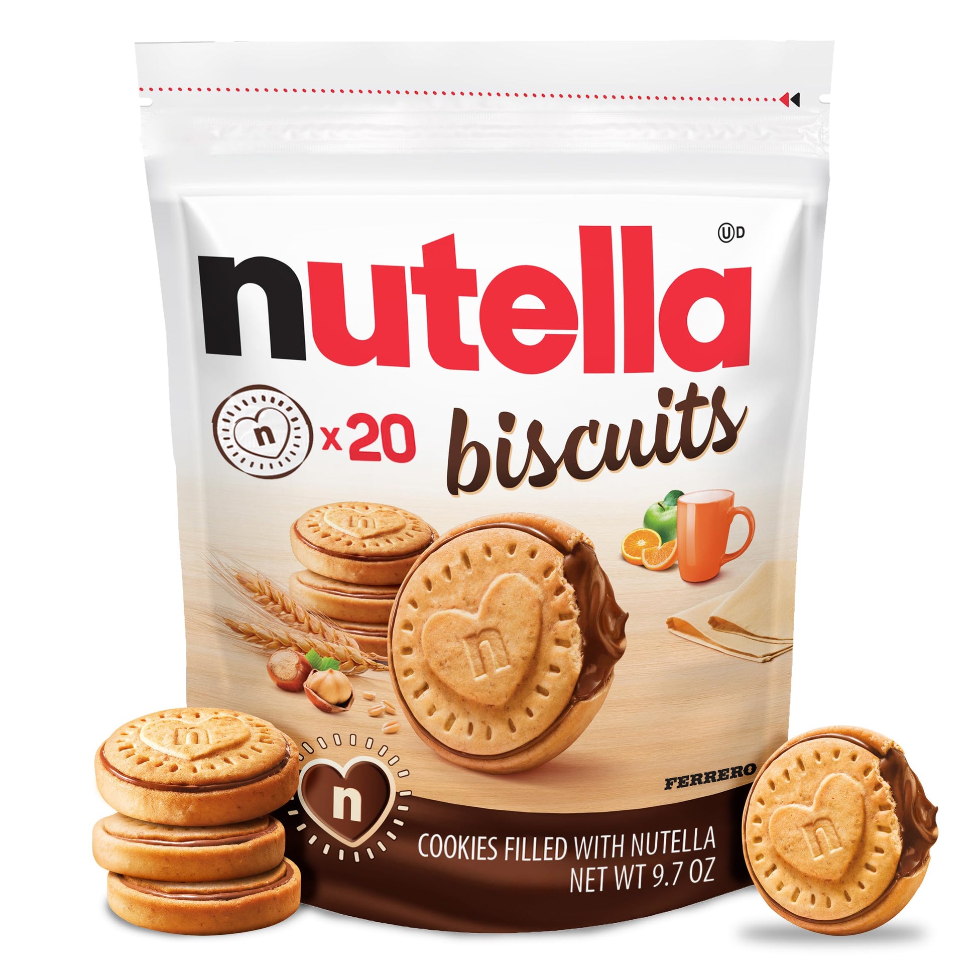 Nutella Biscuits, 20 Count Cookies, Hazelnut Spread with Cocoa, Kids Snacks, 9.7 oz - Collins Global Snack Store