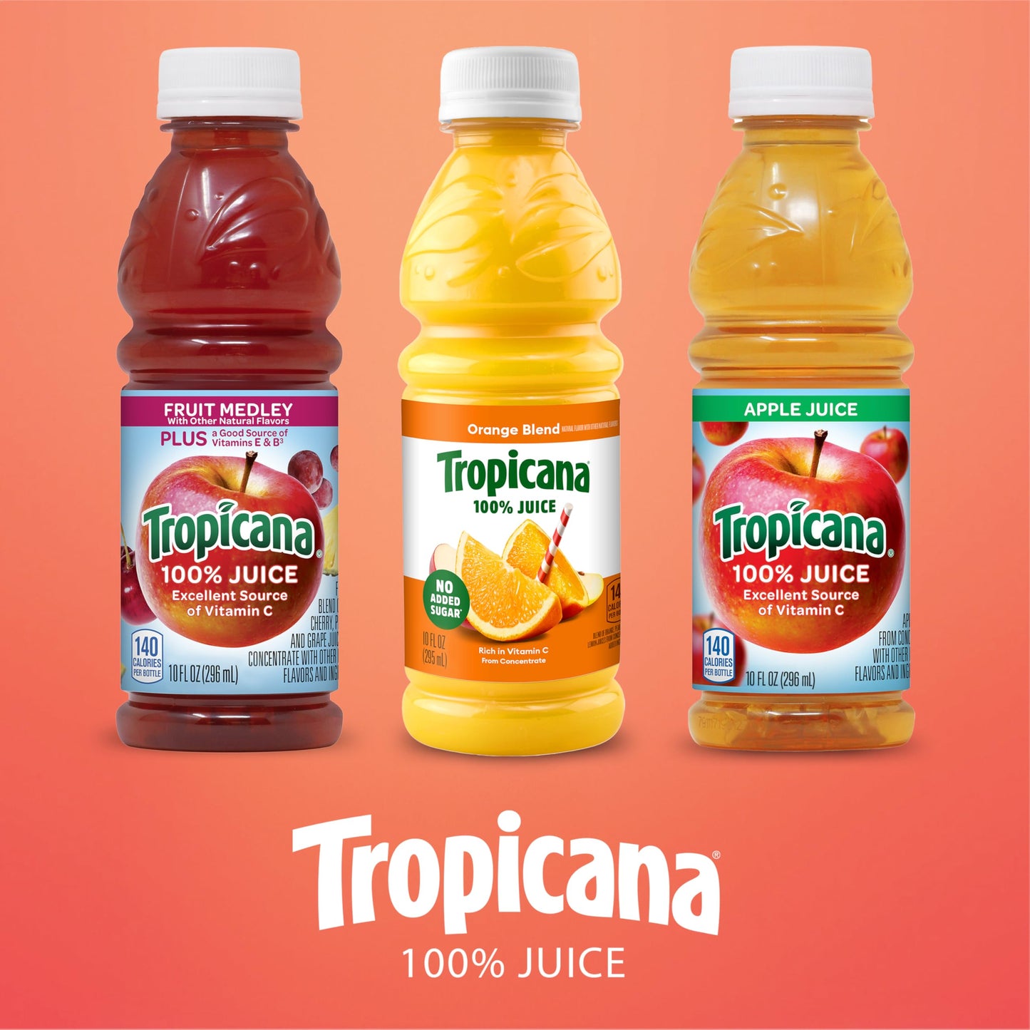 Tropicana 100% Juice 3-flavor Classic Variety Pack,10 Fl Oz (Pack of 24) - Collins Global Snack Store