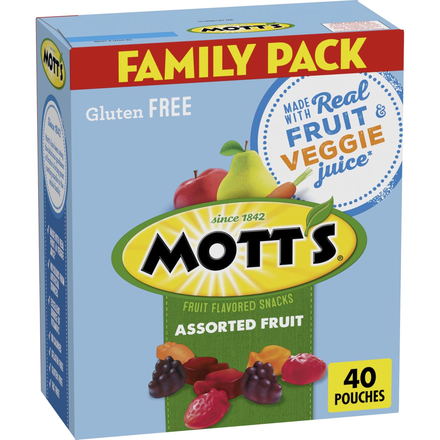 Mott's Fruit Flavored Snacks, Assorted Fruit, Gluten Free Snack, Family Pack, 40 Ct, 32 oz - Collins Global Snack Store