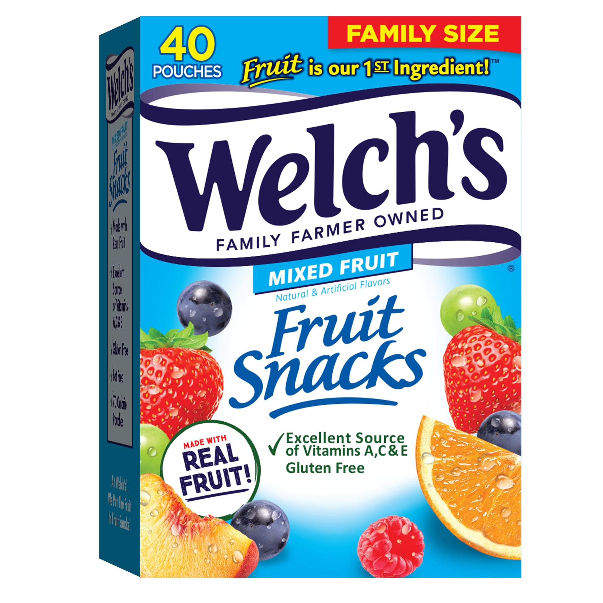 Welch's Fruit Snacks, Mixed Fruit Snack Box, Gluten Free, 0.8oz Snack Packs (Pack of 40) - Collins Global Snack Store