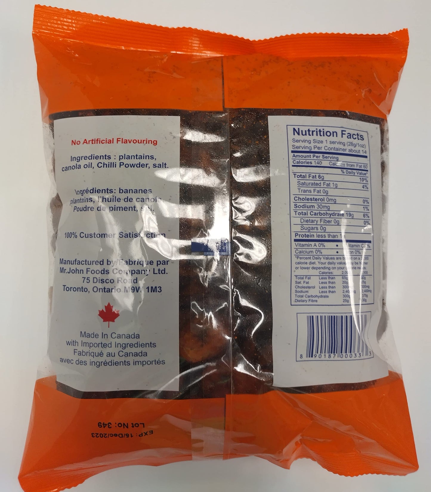 MR. JOHN'S Spicy Ripe Plantain Chips 400g/14.10 oz Pack of 1 | No Artificial Flavoring - Collins Global Snack Store