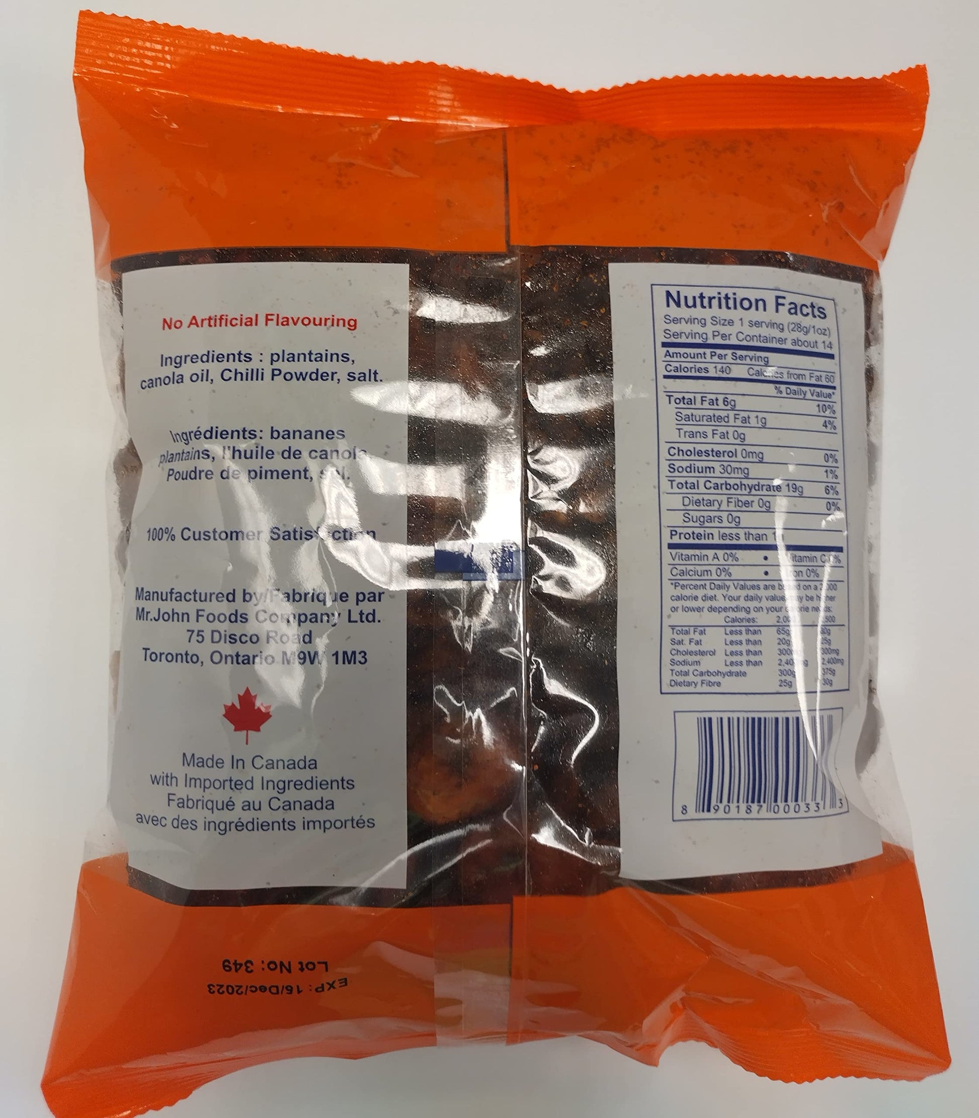 MR. JOHN'S Spicy Ripe Plantain Chips 400g/14.10 oz Pack of 1 | No Artificial Flavoring - Collins Global Snack Store