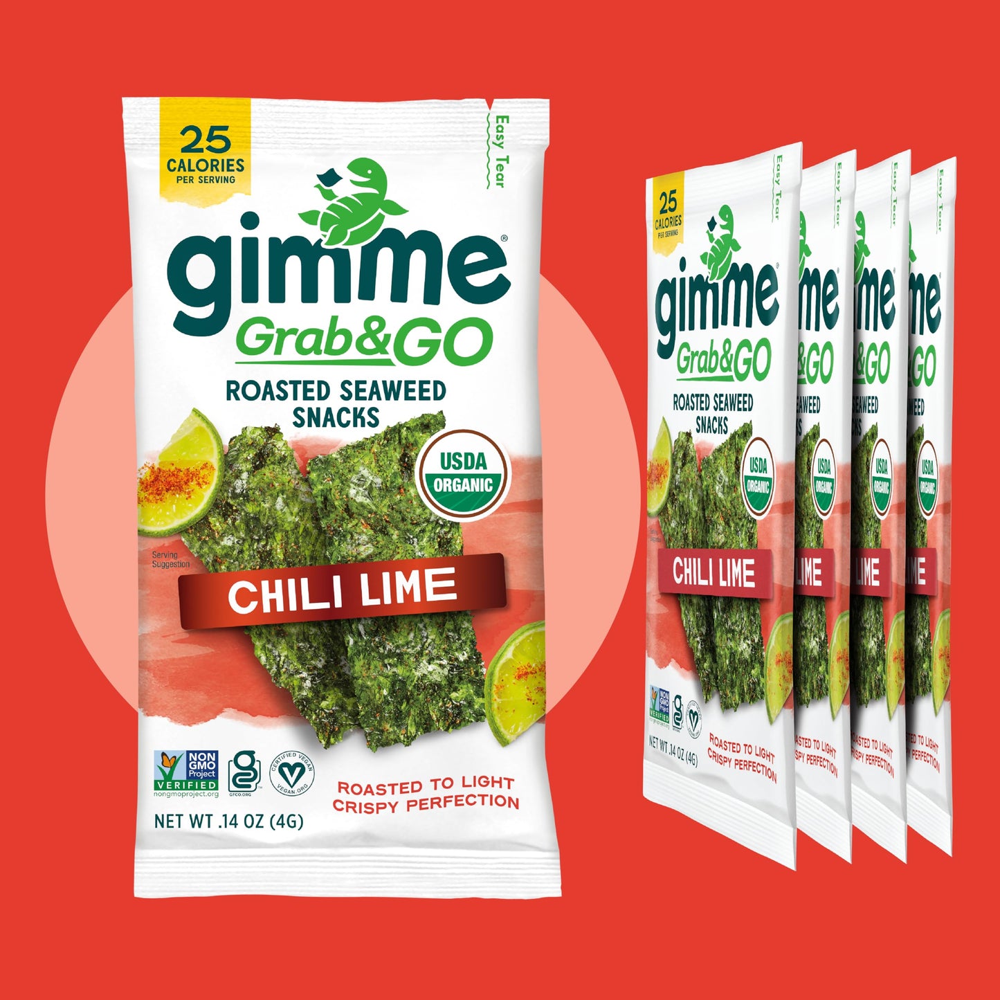 Gimme Organic Roasted Seaweed Snacks - Sea Salt & Avocado Oil (5-Pack)