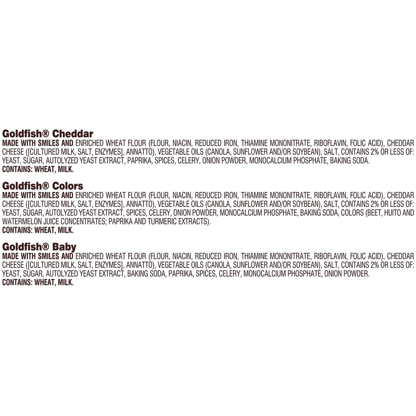 Goldfish Crackers Big Smiles Variety Pack with Cheddar, Colors, and Pretzels, Snack Packs, 30 Ct