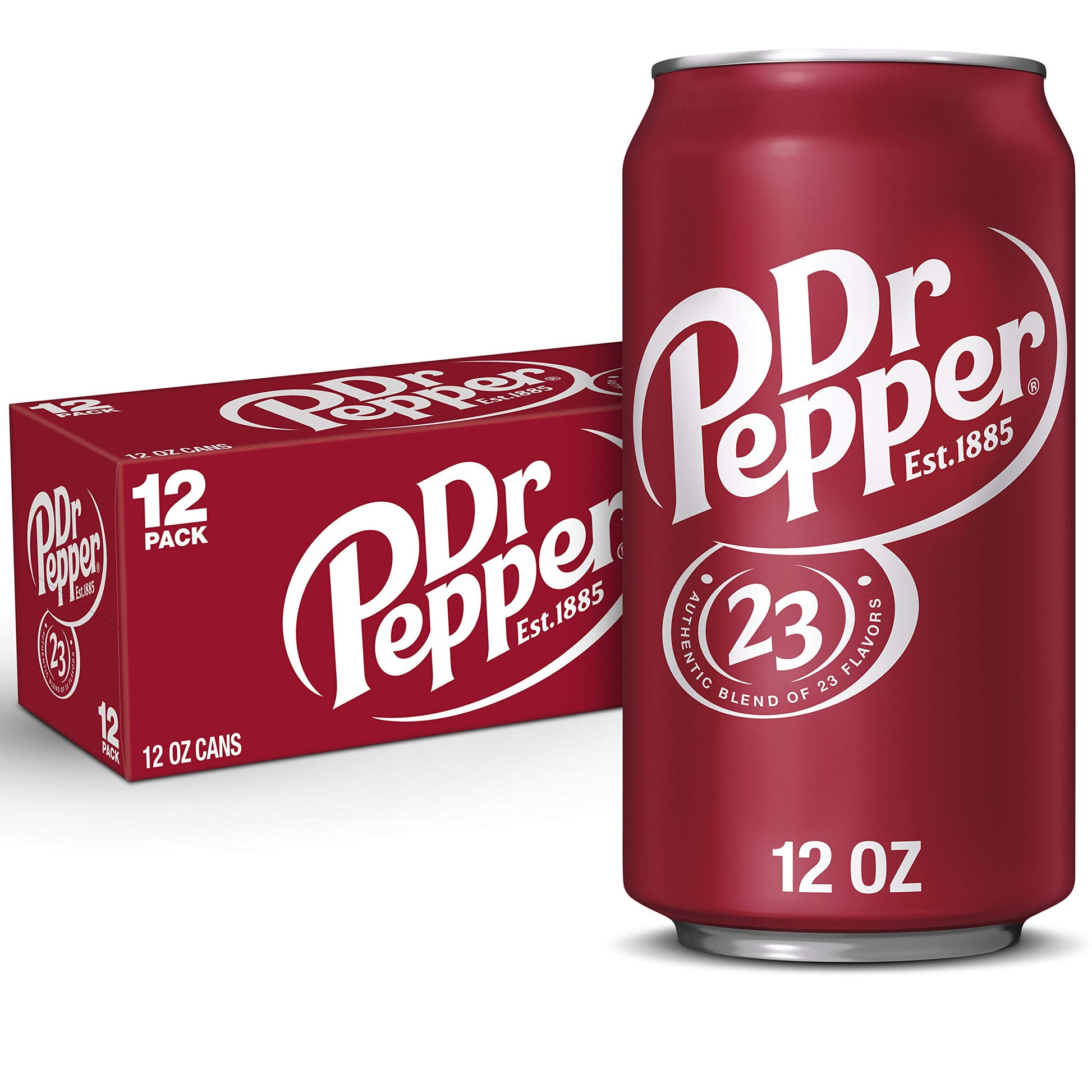 Dr Pepper Soda, 12 fl oz cans, 12 pack - Collins Global Snack Store