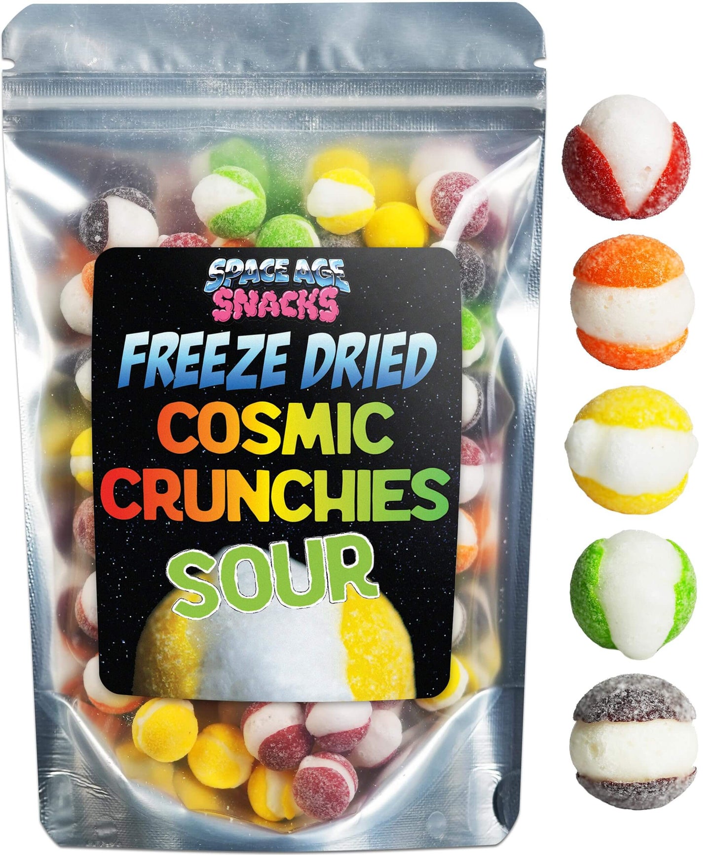 Premium Freeze Dried Candy - 4 Ounce Original Cosmic Crunchies Freeze Dried Candy Shipped in Box for Extra Protection - Space Age Snacks Freeze Dry Crunchies for All Ages - Collins Global Snack Store