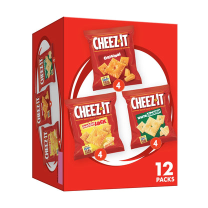 Cheez-It Cheese Crackers, Baked Snack Crackers, Lunch Snacks, Variety Pack, 12.1oz Box (12 Packs) - Collins Global Snack Store
