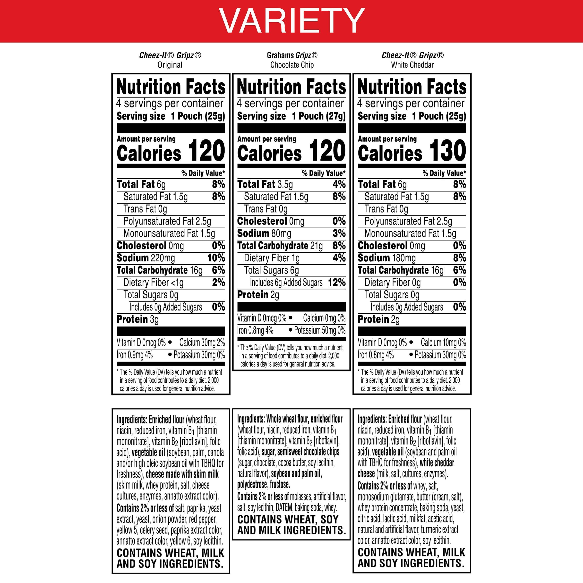 Cheez-It Cheese Crackers, Baked Snack Crackers, Lunch Snacks, Variety Pack, 12.1oz Box (12 Packs) - Collins Global Snack Store