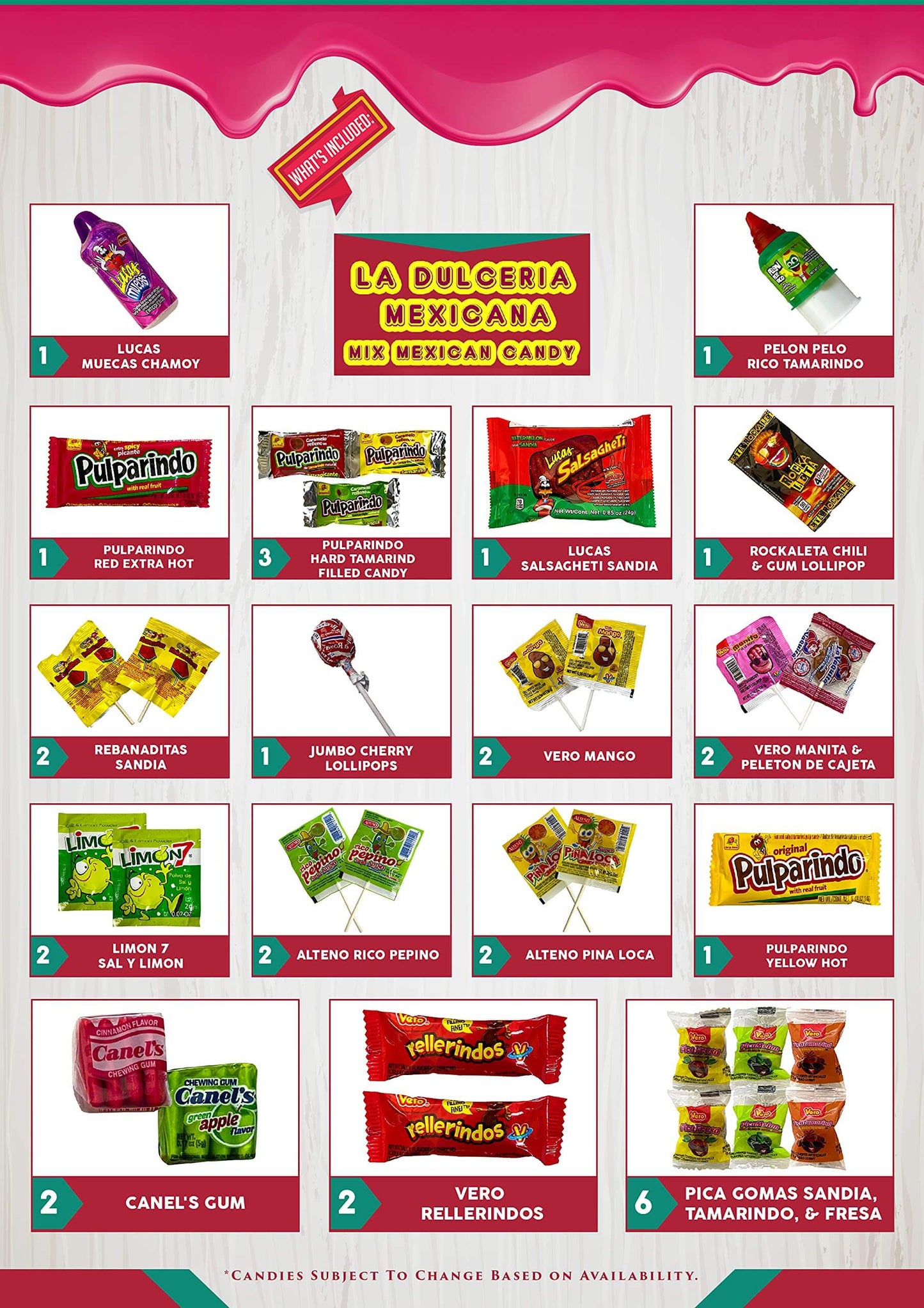Mix Dulces Mexicanos surtidos candy, Such as Sweet, Sour and Chili with Tangy taste of our Variety Pack – Authentic Assortment Mexican candy (50 Count), by LookOn. - Collins Global Snack Store