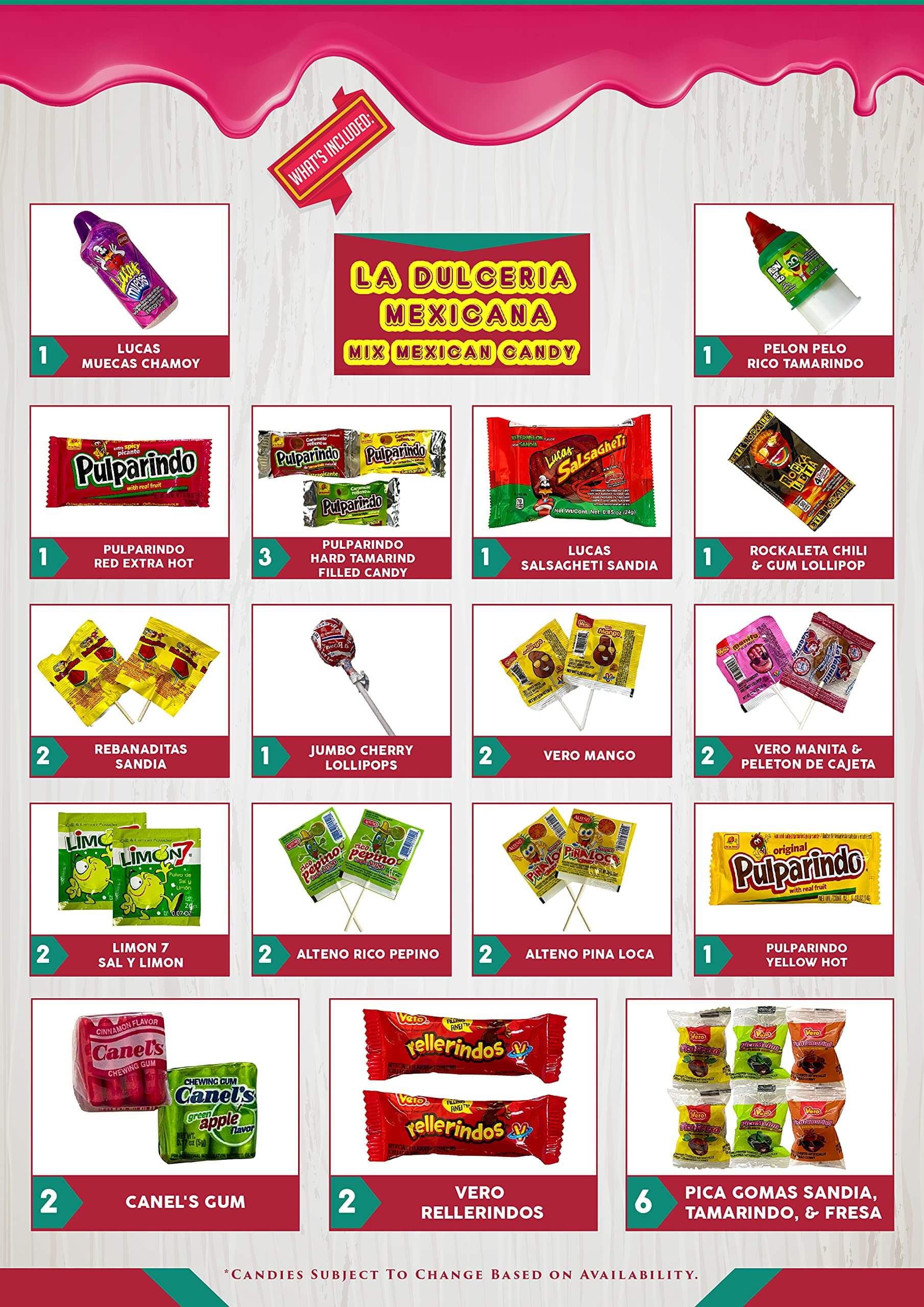 Mix Dulces Mexicanos surtidos candy, Such as Sweet, Sour and Chili with Tangy taste of our Variety Pack – Authentic Assortment Mexican candy (50 Count), by LookOn. - Collins Global Snack Store