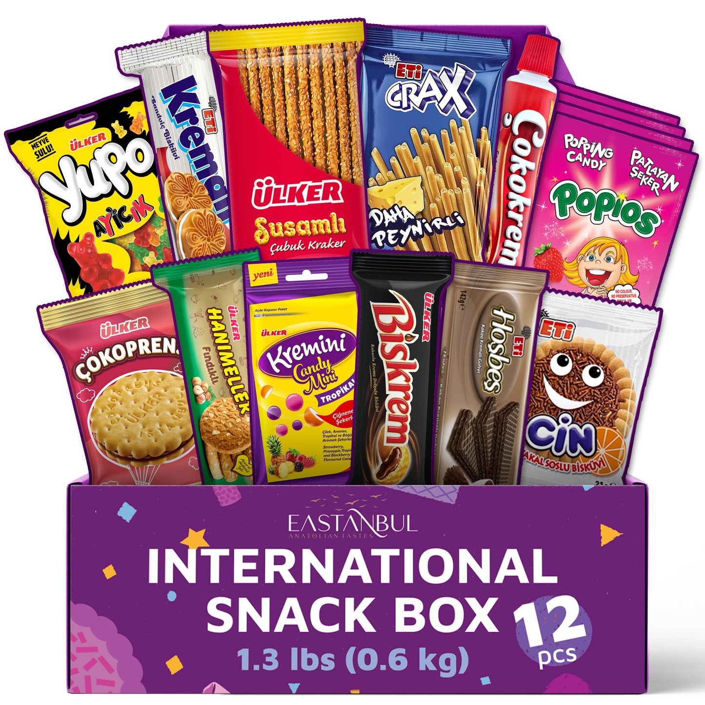 Eastanbul International Snack Box, Premium 12 Full-Size Foreign Snack Box, From Around The World International, Sweet, Savory, Chewy, Crunchy - Collins Global Snack Store