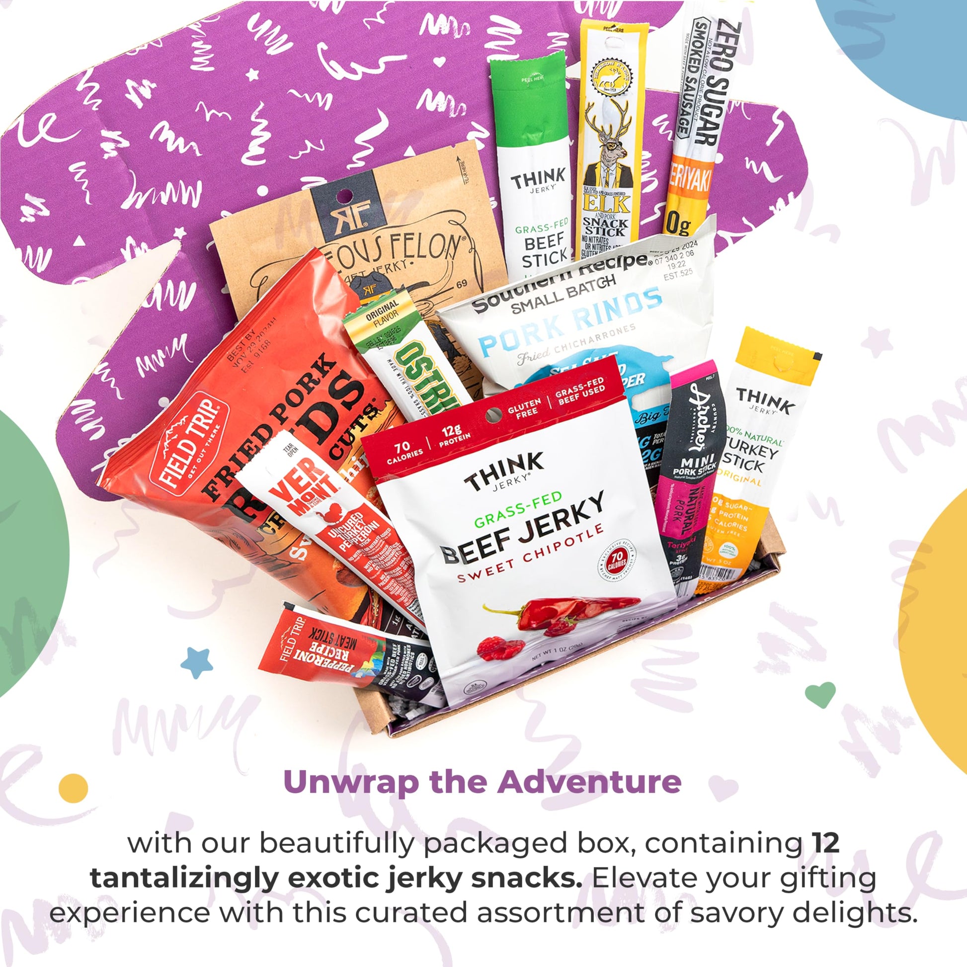 Beef Jerky Gift Basket For Men - Exotic Jerky Variety Pack, Delicious Protein-Packed Snack Box for Dad, Husband - Birthday, Holiday Food Treats for Adults - Unique Food Gifts for Men Who Want Nothing - Collins Global Snack Store