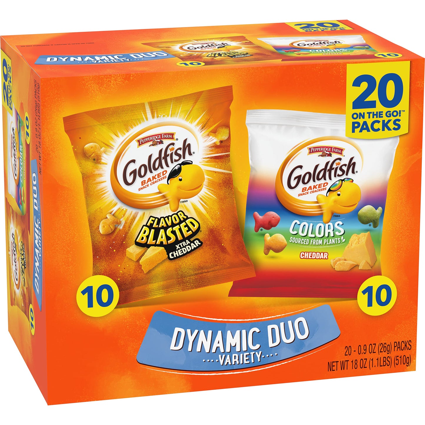 Goldfish Crackers Big Smiles Variety Pack with Cheddar, Colors, and Pretzels, Snack Packs, 30 Ct