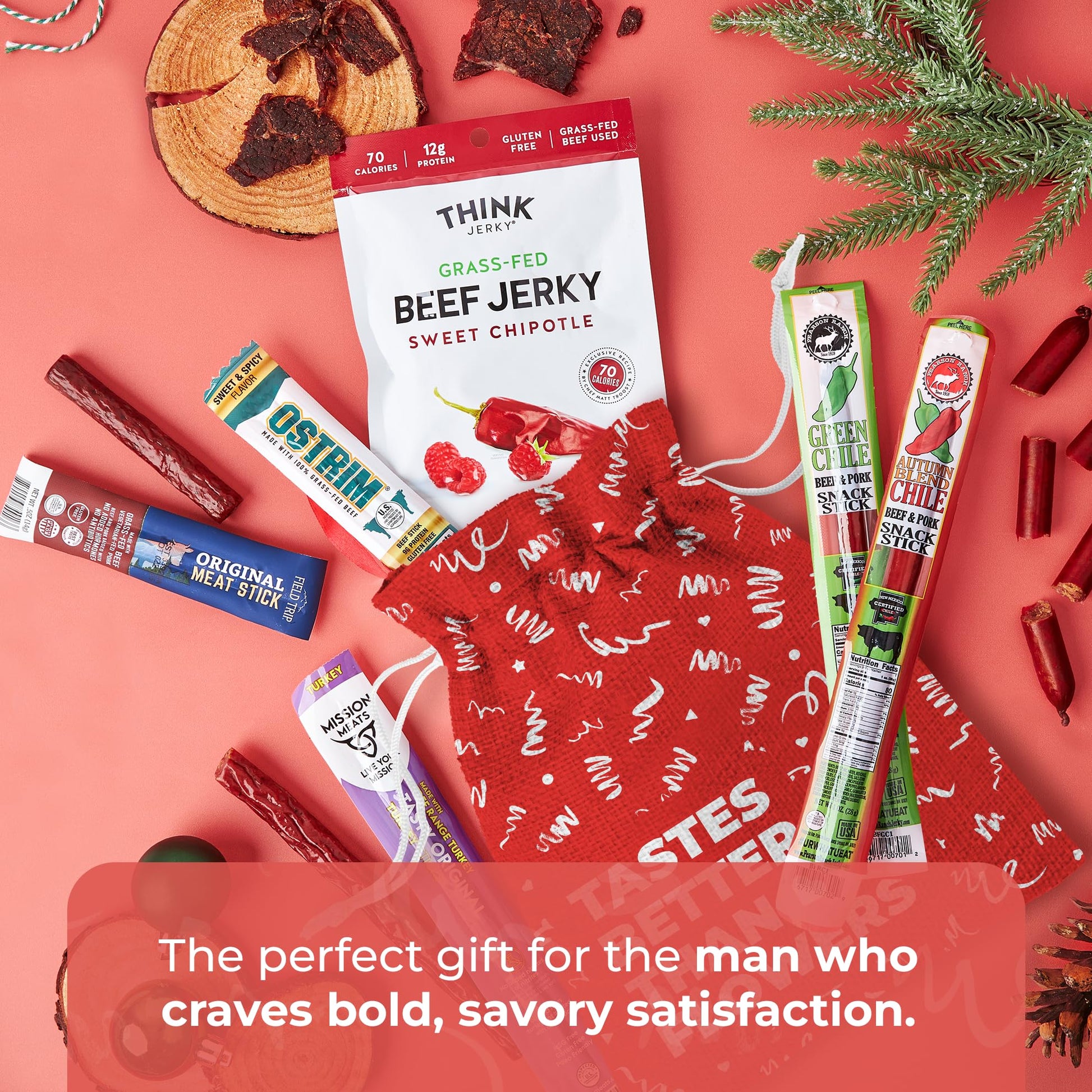 Beef Jerky Gift Basket For Men - Exotic Jerky Variety Pack, Delicious Protein-Packed Snack Box for Dad, Husband - Birthday, Holiday Food Treats for Adults - Unique Food Gifts for Men Who Want Nothing - Collins Global Snack Store