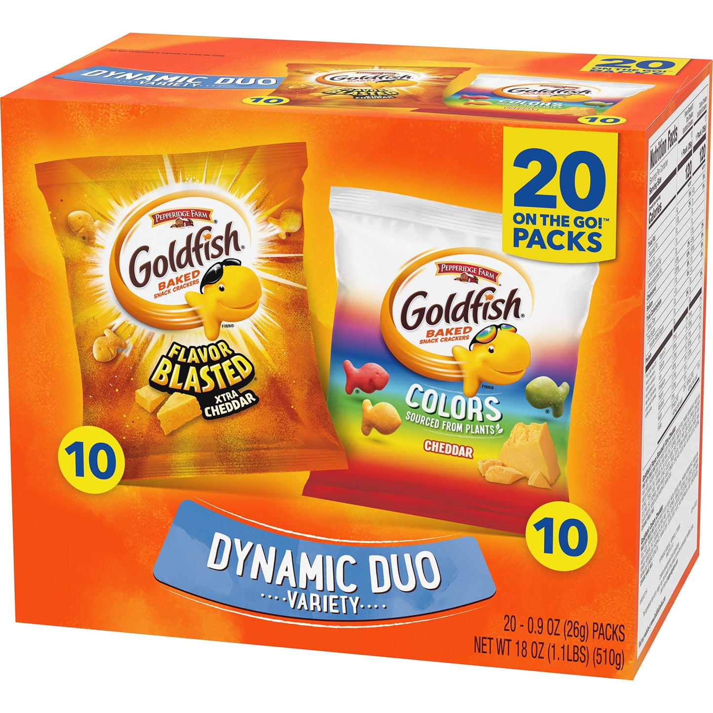 Goldfish Crackers Big Smiles Variety Pack with Cheddar, Colors, and Pretzels, Snack Packs, 30 Ct
