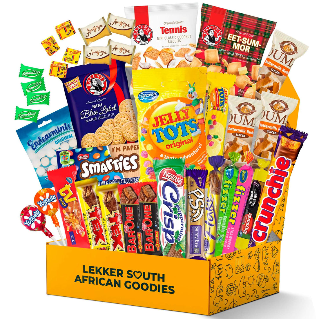 Viral South African Snack Box Treats from Home South African Snacks Food Box | Authentic African Candies, Chocolate Bars, &amp; Treats | Perfect Christmas Gifts Includes Ouma Rusks, Smarties, &amp; More | Best South African Products Care Package for Gifting &amp; Sharing - 36 Units - Collins Global Snack Store