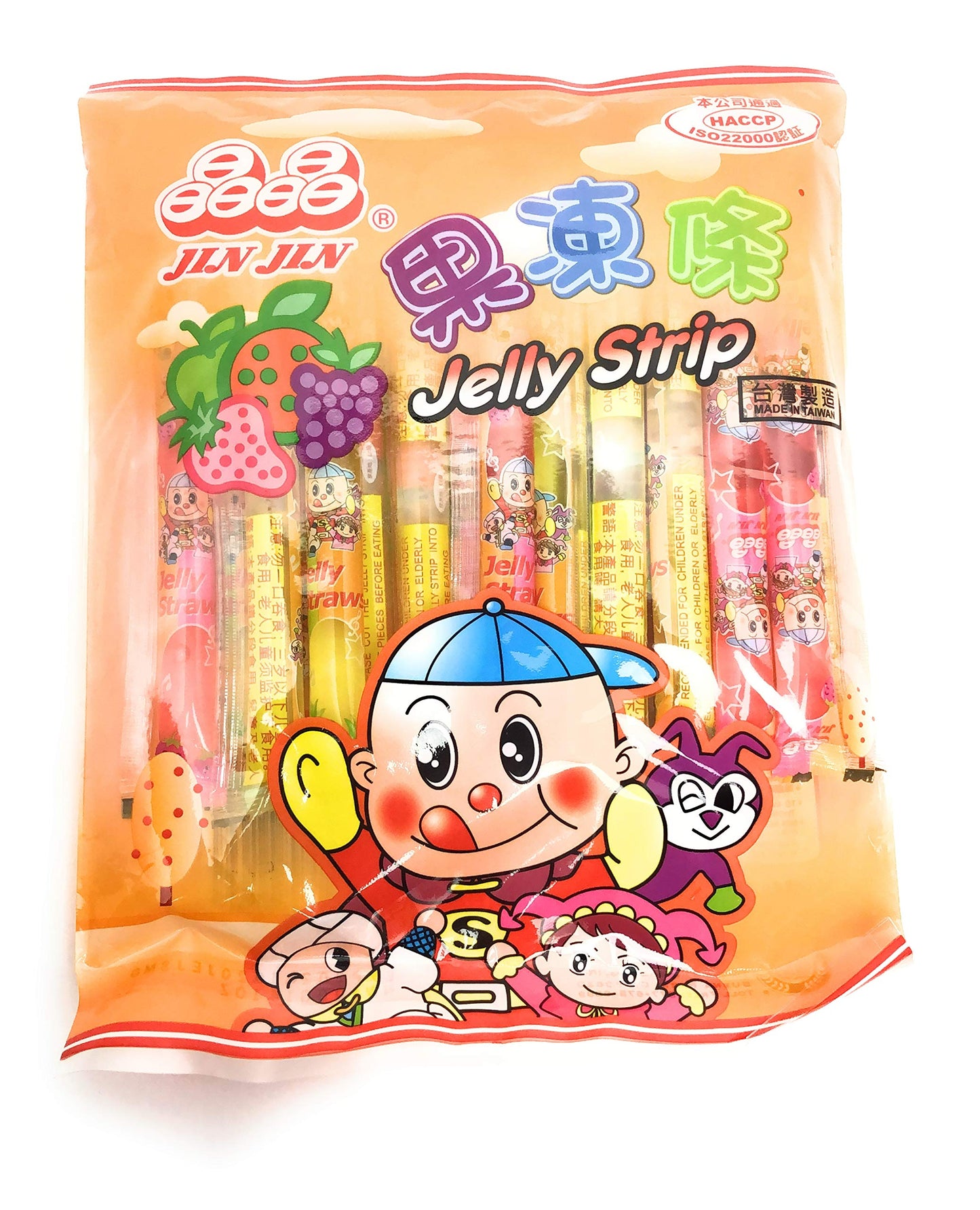 Jin Jin - Jelly Strip (Jelly Filled Straws in Assorted Flavors) - Net Wt. 14.1 Oz. - Collins Global Snack Store