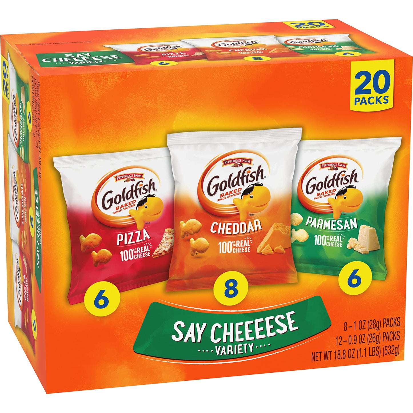 Goldfish Crackers Big Smiles Variety Pack with Cheddar, Colors, and Pretzels, Snack Packs, 30 Ct - Collins Global Snack Store