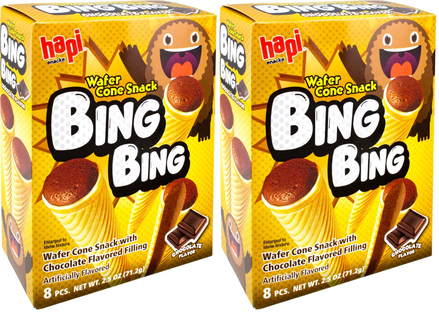 Hapi Bing Bing Cone Snack with Strawberry Flavored Filling, 2.5 Ounce - Collins Global Snack Store