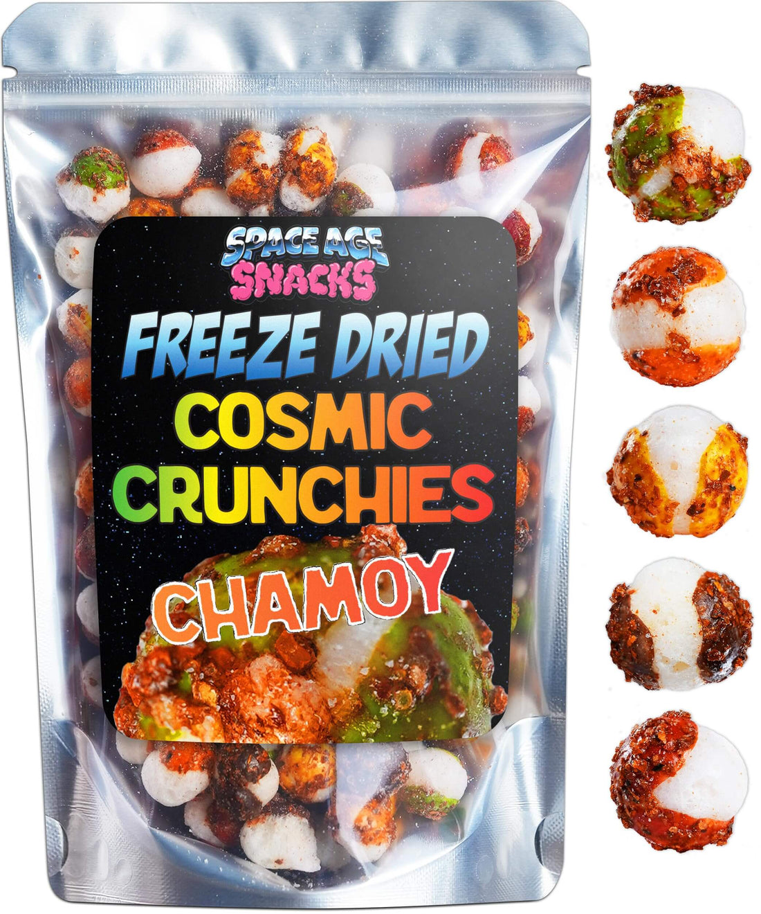 Chamoy Freeze-Dried Candy package featuring cosmic crunchies with hints of chili-lime flavor.