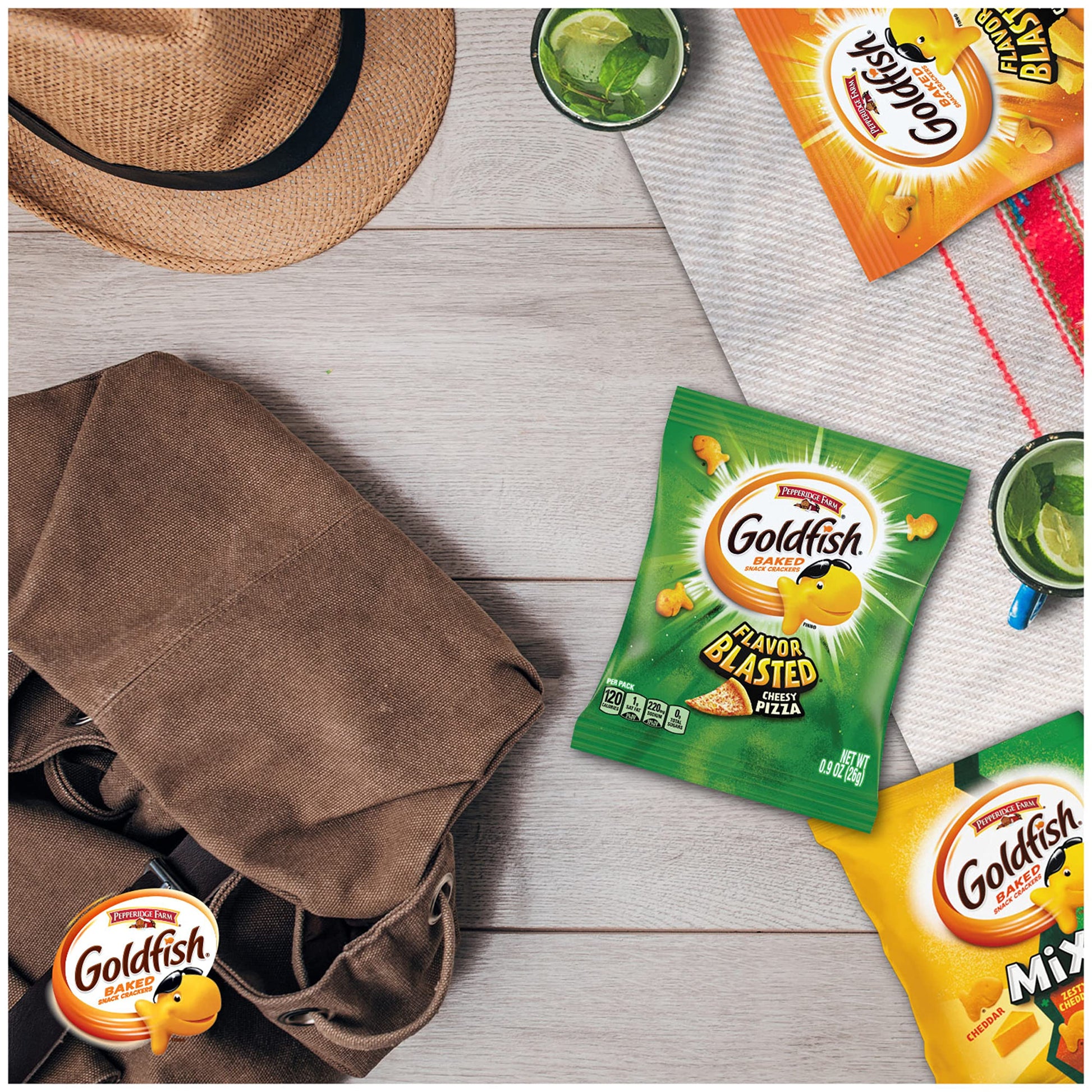 Goldfish Crackers Big Smiles Variety Pack with Cheddar, Colors, and Pretzels, Snack Packs, 30 Ct - Collins Global Snack Store