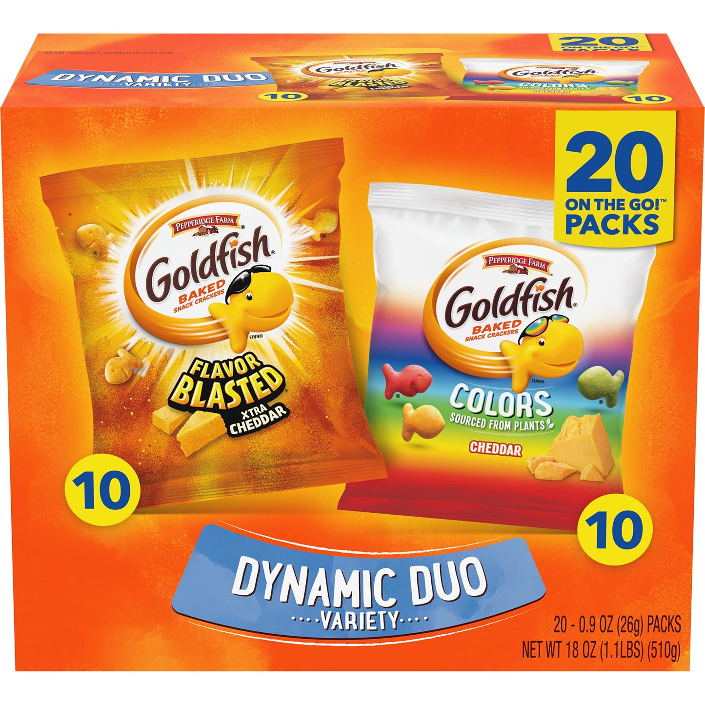 Goldfish Crackers Big Smiles Variety Pack with Cheddar, Colors, and Pretzels, Snack Packs, 30 Ct