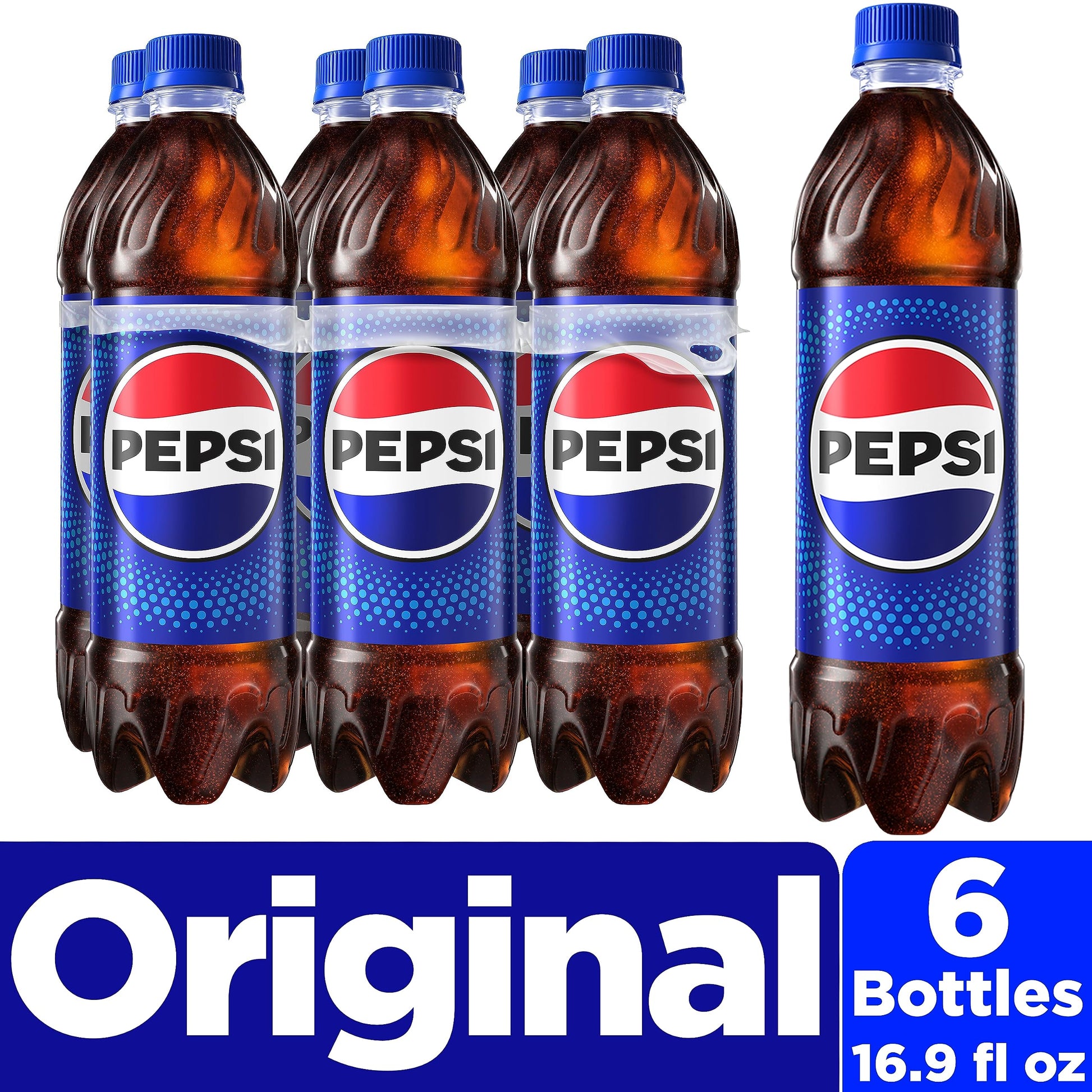 Pepsi Cola Soda Pop, 16.9 Fl Oz Bottles, 6 Pack - Collins Global Snack Store