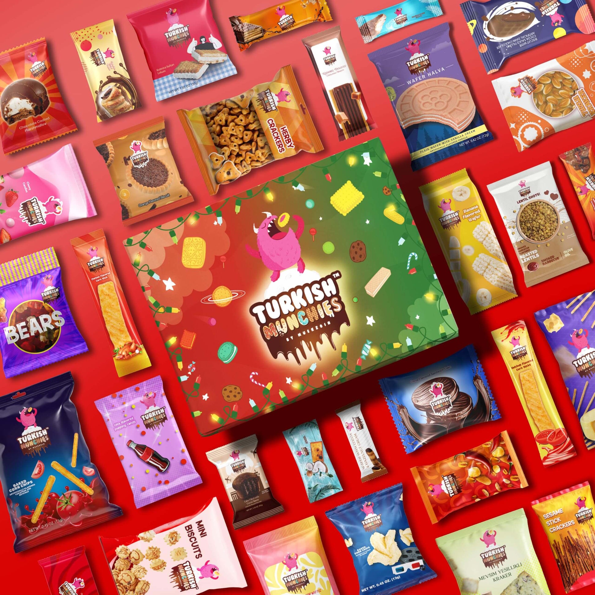 Maxi International Snack Box | Unique Snack Food Gifts Included | Celebration Theme | Candies from Around the World | 21 Full-Size + 1 Bonus Snacks - Collins Global Snack Store