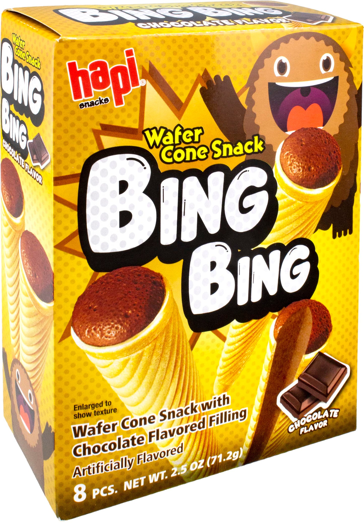 Hapi Bing Bing Cone Snack with Strawberry Flavored Filling, 2.5 Ounce - Collins Global Snack Store