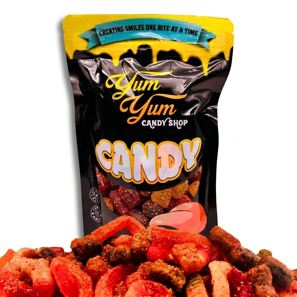 Chamoy Gummy Mix – Worms, Rings &amp; Bears | Sweet, Spicy Chili Lime Dulces | Yum Yum Candy Shop
