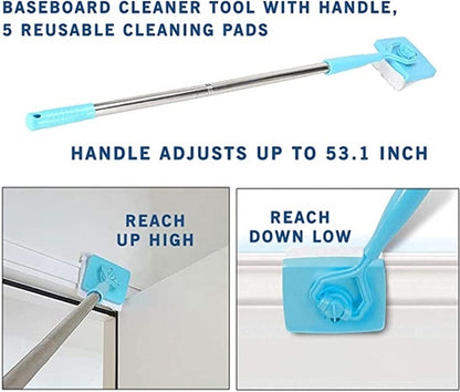 Baseboard Buddy Retractable Cleaning Brush Mop — Extends to 135cm