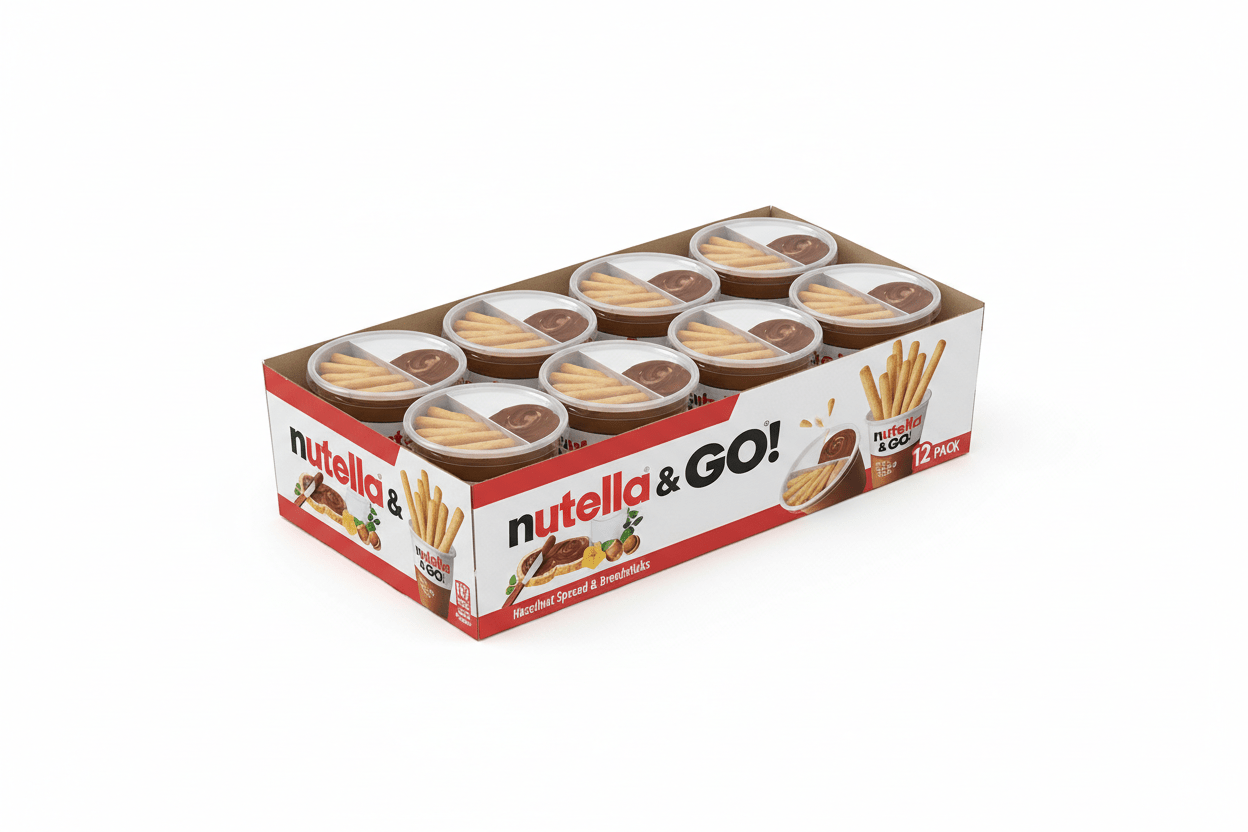 Nutella & GO! - Kids Fav - Hazelnut Spread with Breadsticks, 12 Pack Snack Cups (1.8 oz Each)