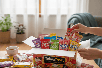 Viral TikTok TokyoTreat Premium subscription box filled with Japanese snacks and candies.
