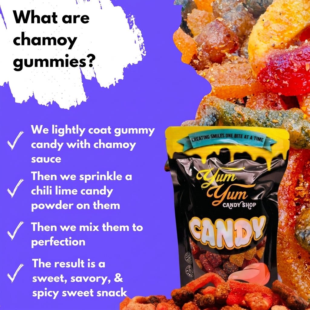 Chamoy Gummy Mix – Worms, Rings &amp; Bears | Sweet, Spicy Chili Lime Dulces | Yum Yum Candy Shop